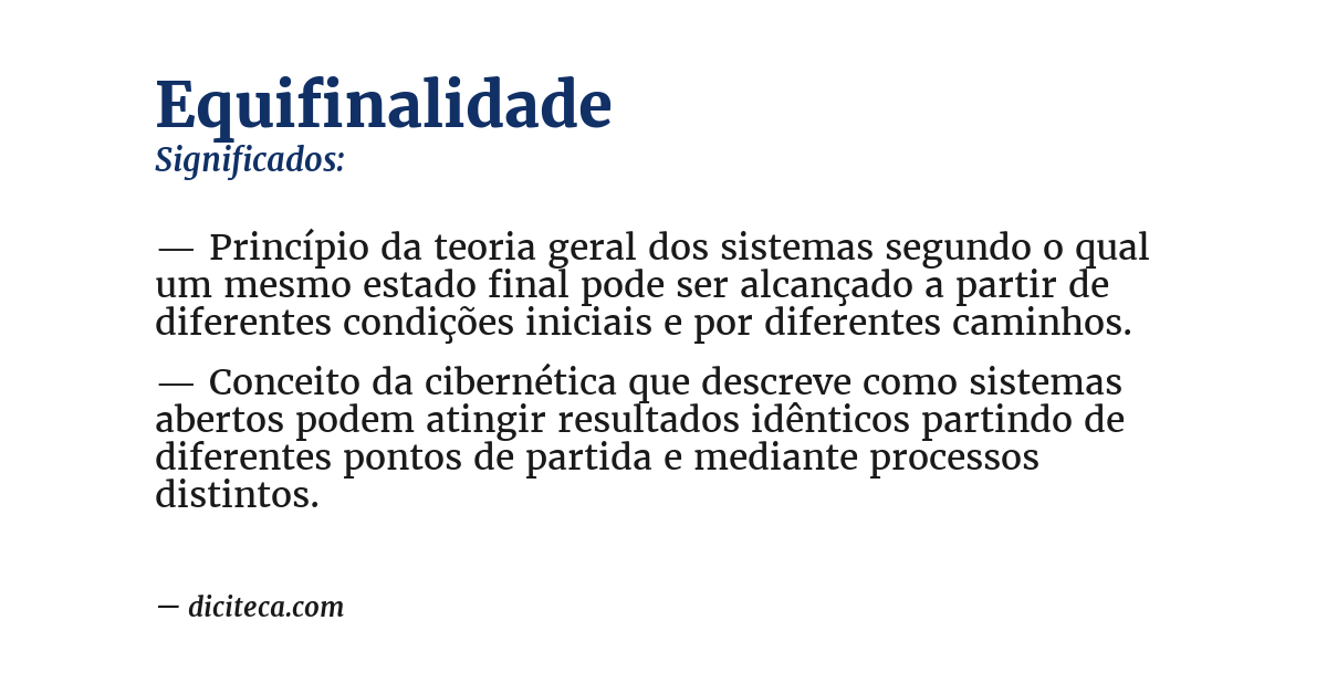 Significado de equifinalidade