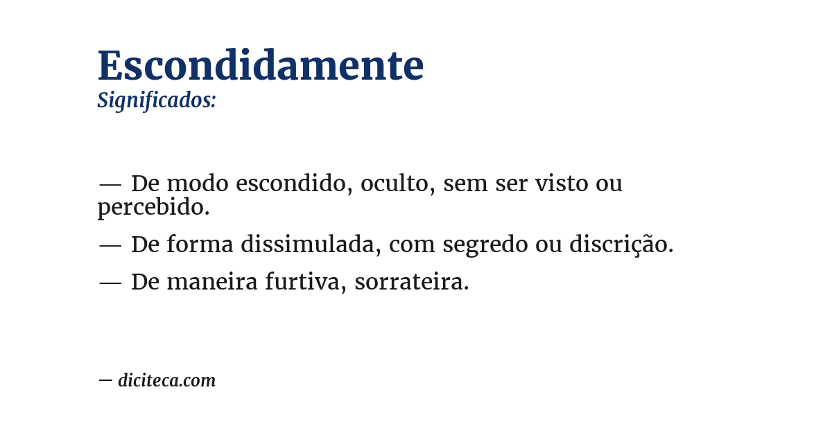 Significado de escondidamente