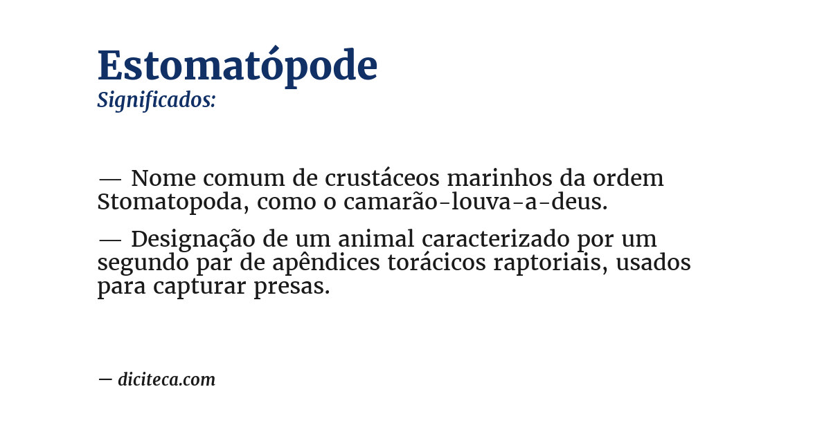 Significado de estomatópode
