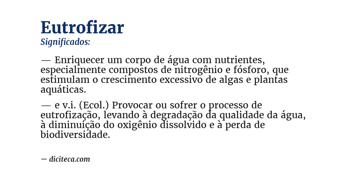Significado de eutrofizar