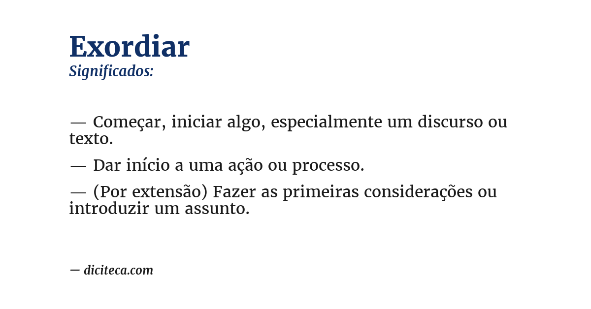 Significado de exordiar