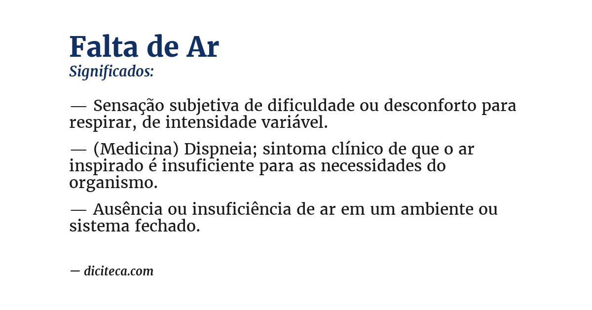Significado de falta de ar