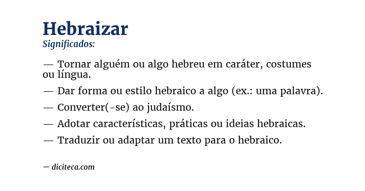 Significado de hebraizar
