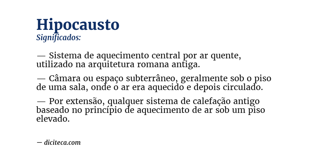Significado de hipocausto