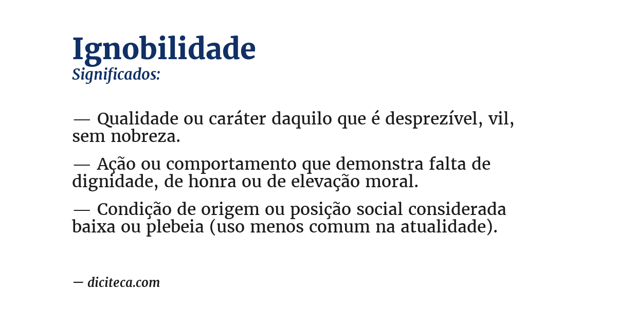 Significado de ignobilidade