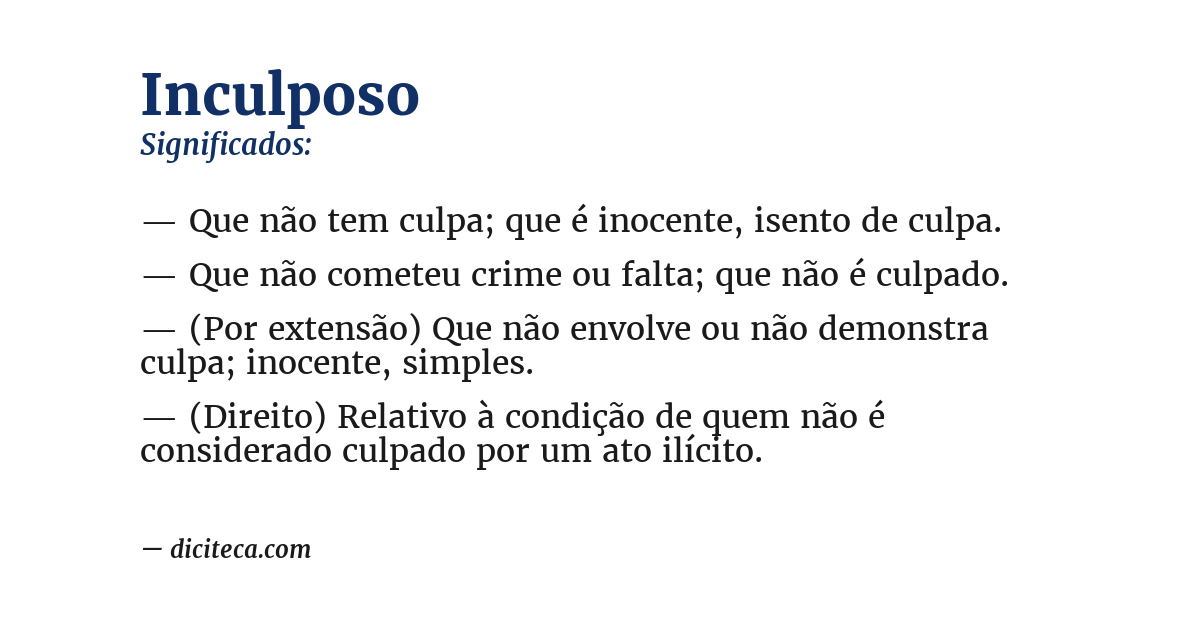 Significado de inculposo