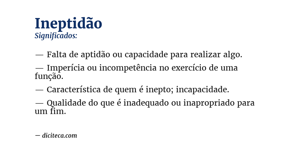 Significado de ineptidão