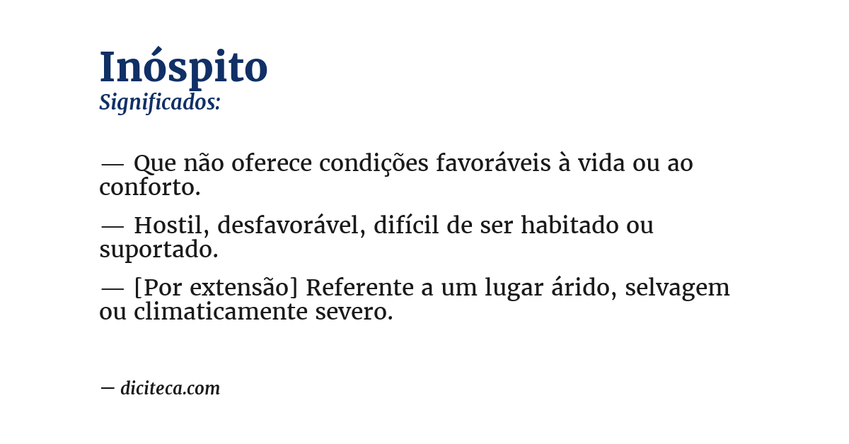 Significado de inóspito