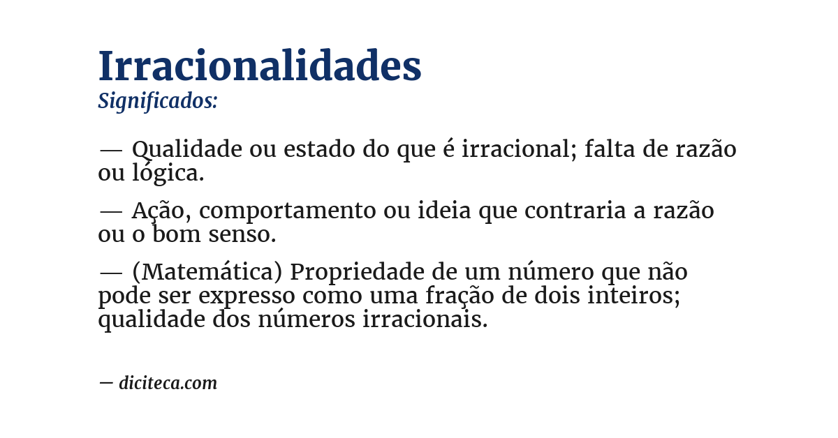 Significado de irracionalidades
