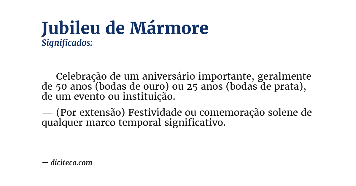 Significado de jubileu de mármore