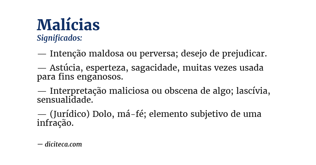 Significado de malícias