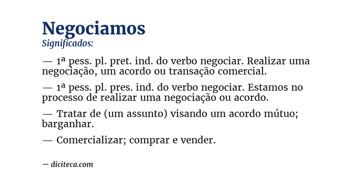Significado de negociamos