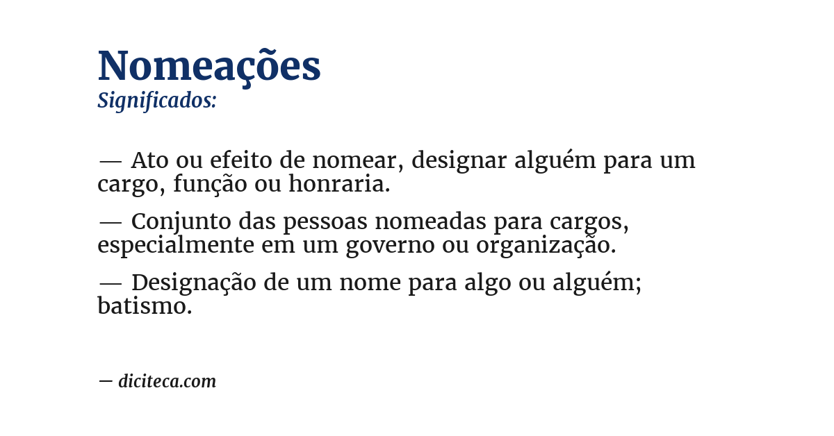 Significado de nomeações