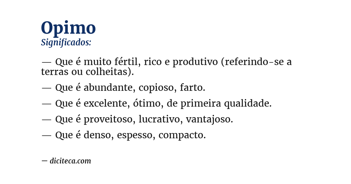Significado de opimo