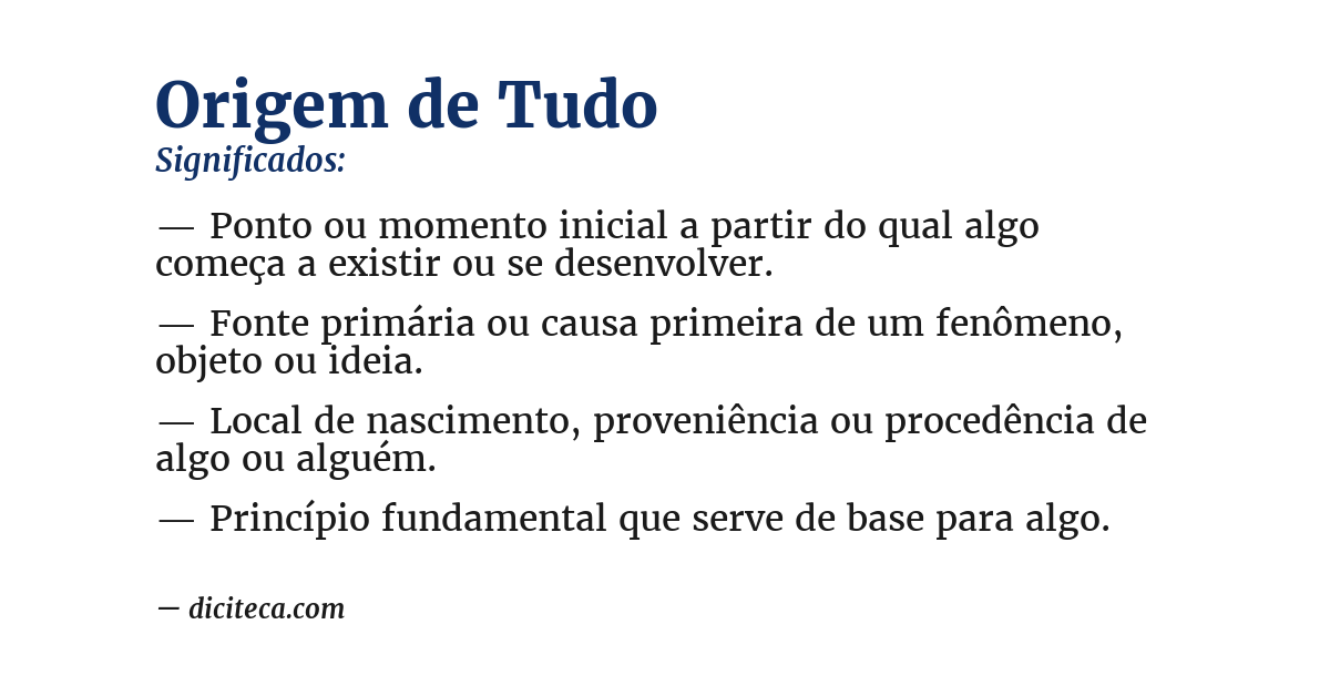 Significado de origem de tudo