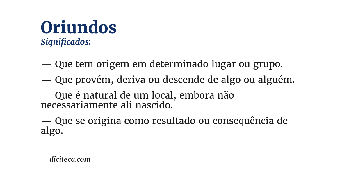 Significado de oriundos