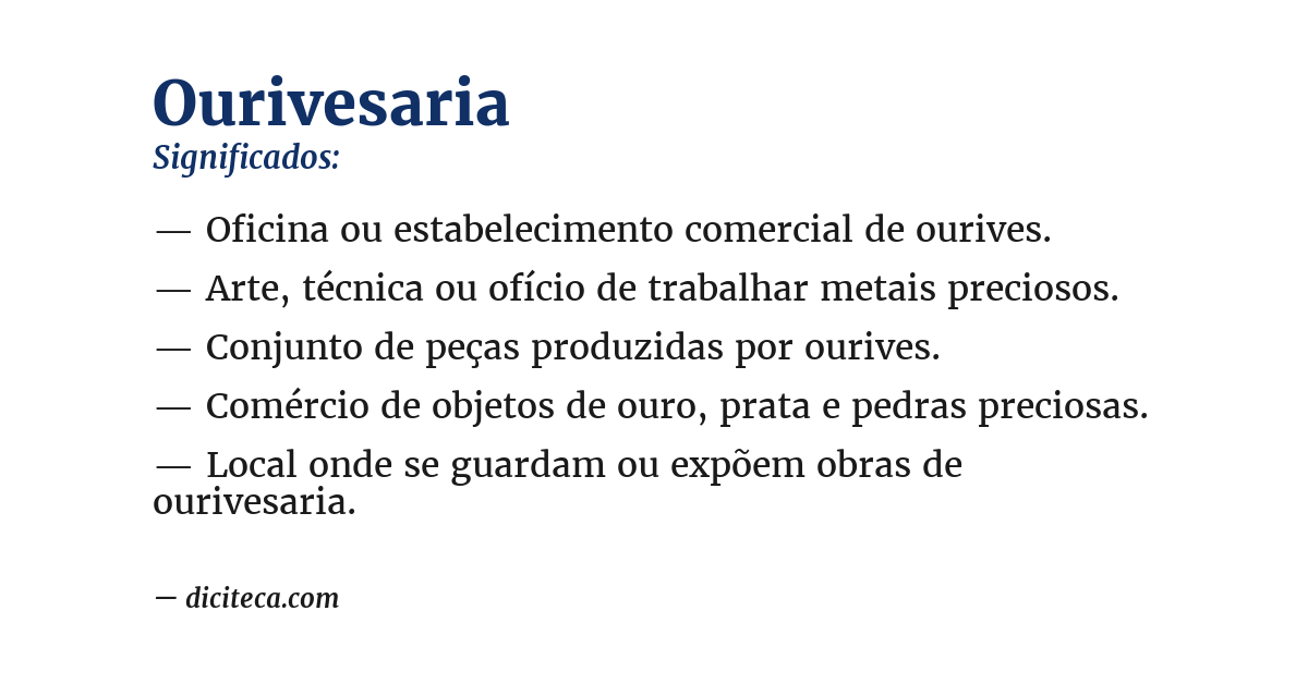 Significado de ourivesaria