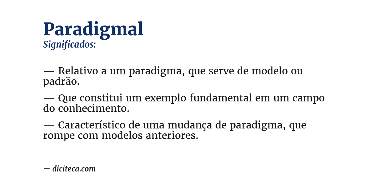Significado de paradigmal
