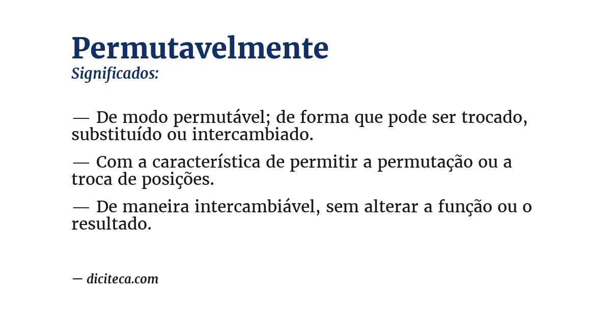 Significado de permutavelmente