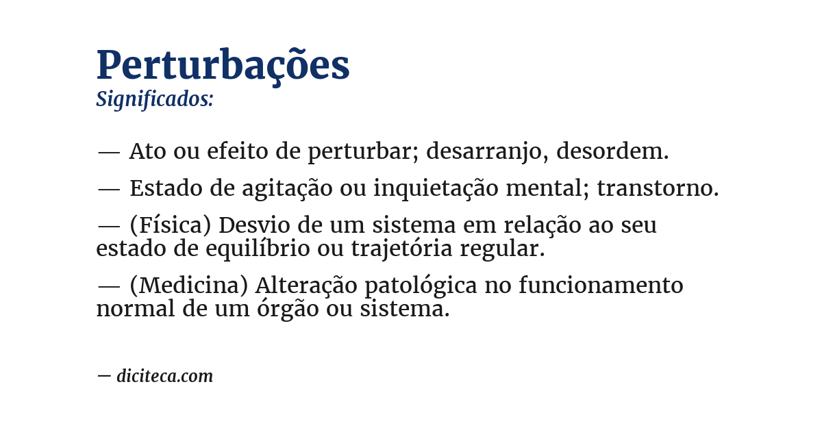 Significado de perturbações