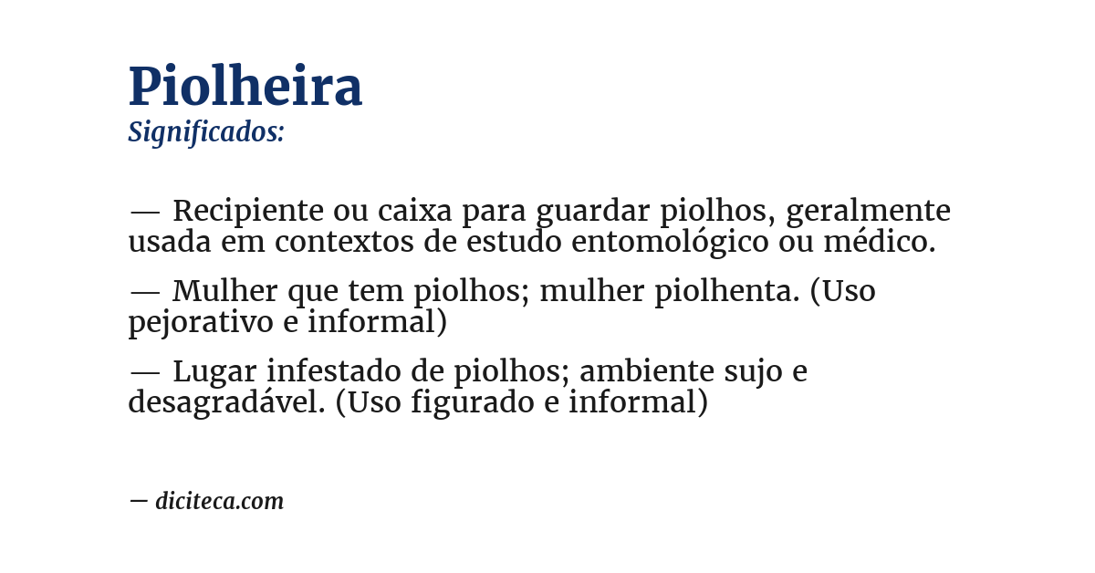 Significado de piolheira