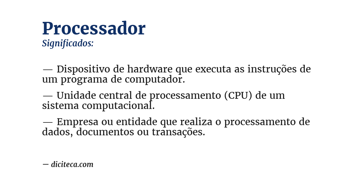 Significado de processador