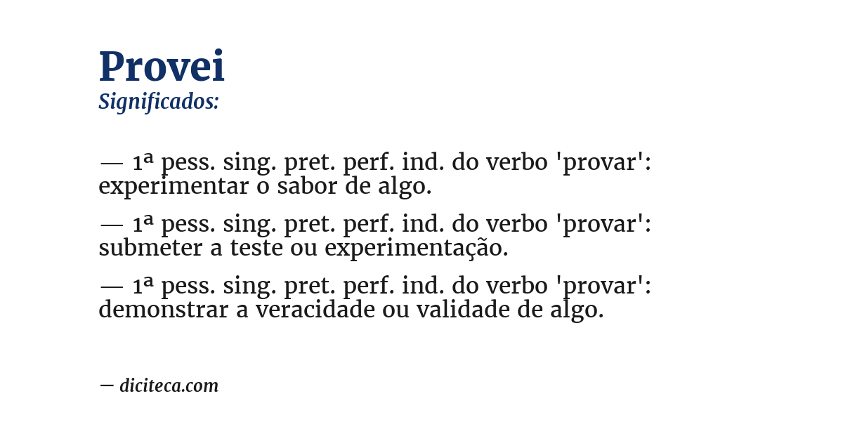 Significado de provei