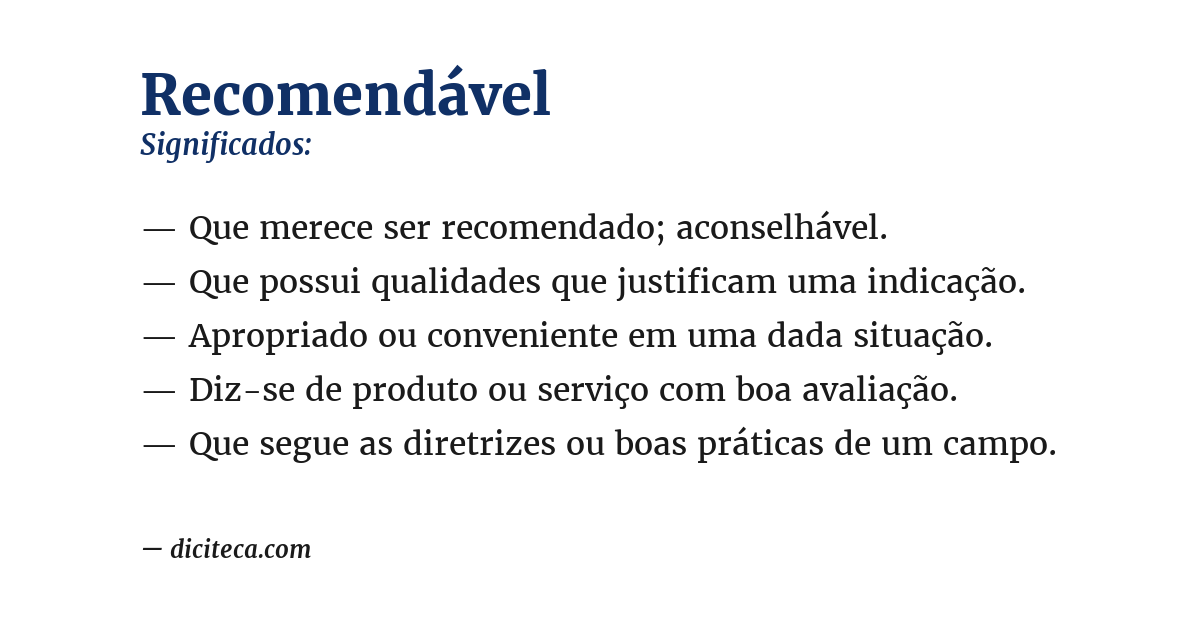 Significado de recomendável