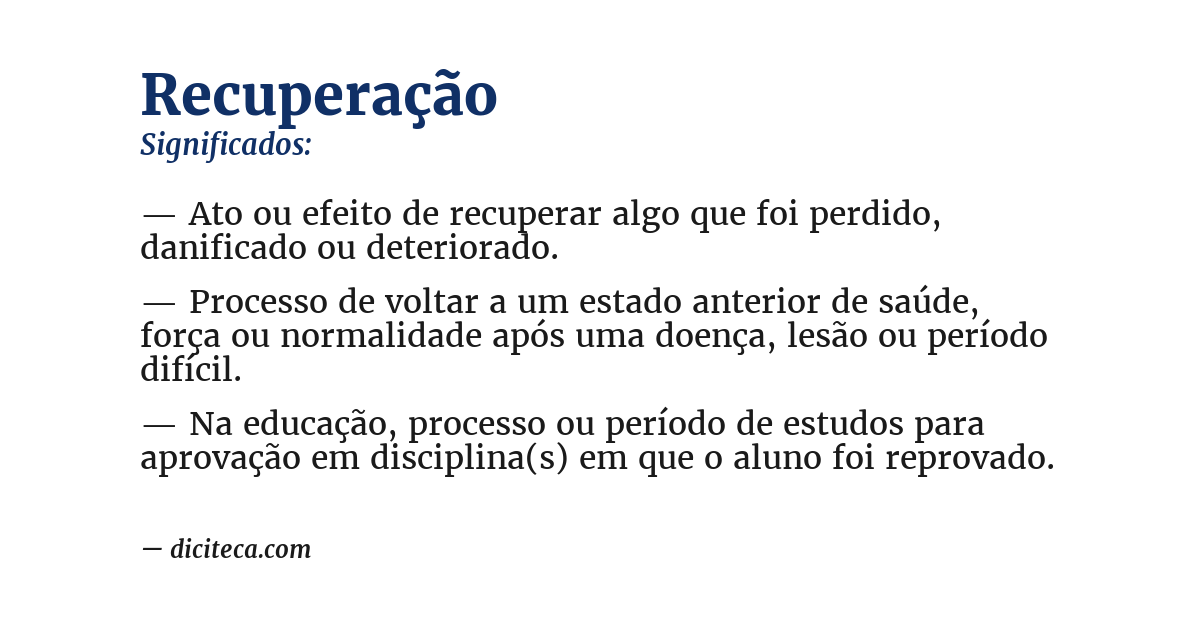 Significado de recuperação