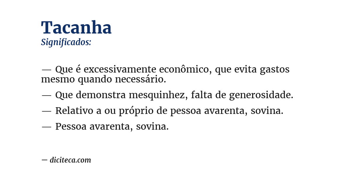 Significado de tacanha