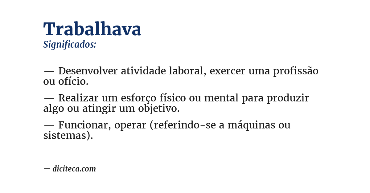 Significado de trabalhava