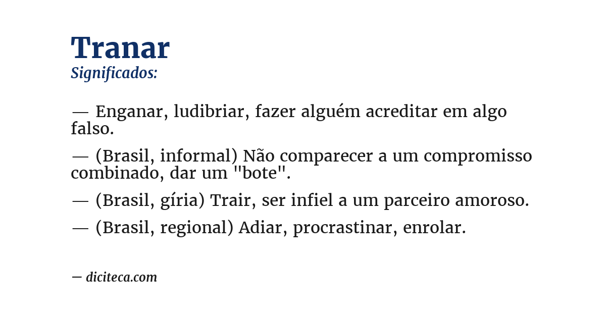 Significado de tranar