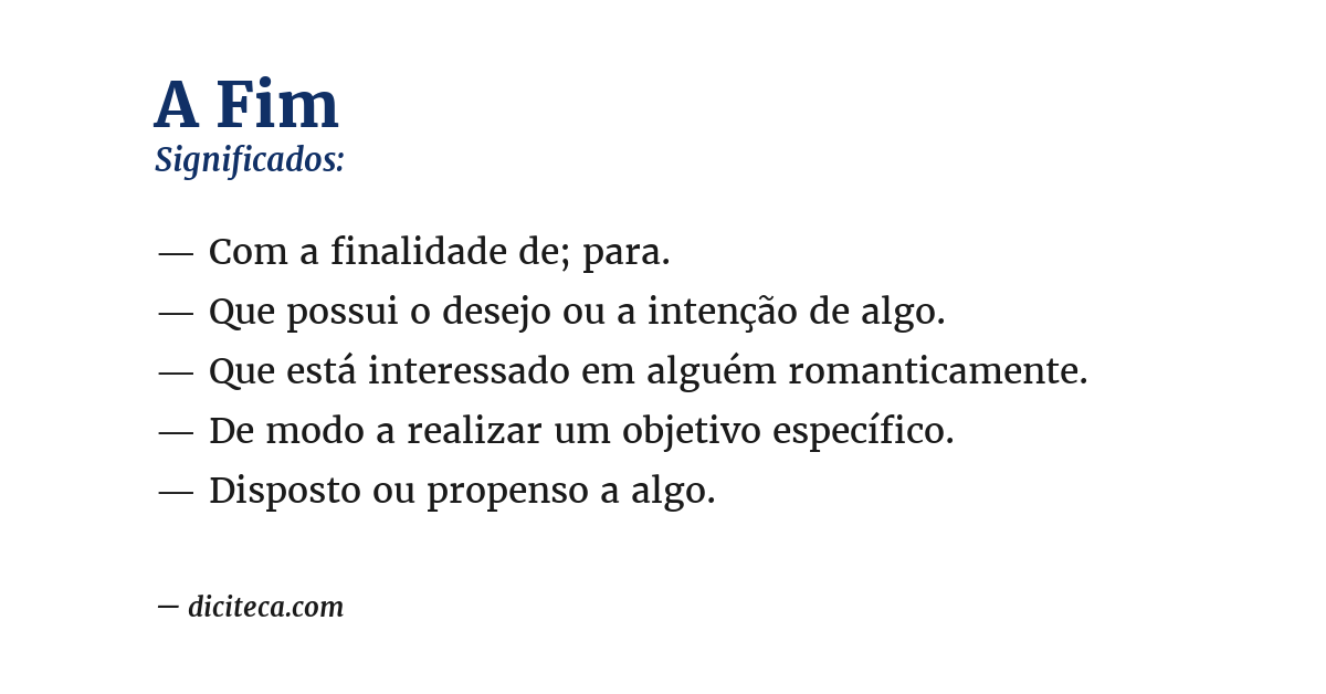 Significado de a fim