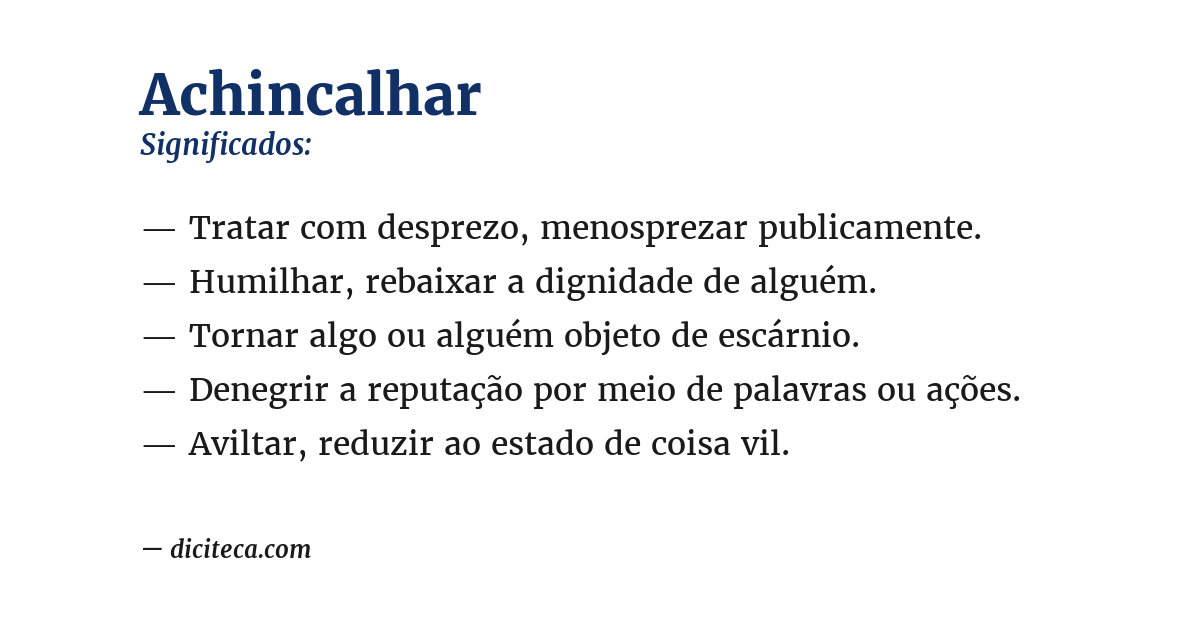 Significado de achincalhar