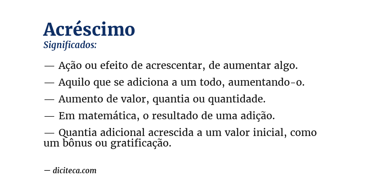 Significado de acréscimo