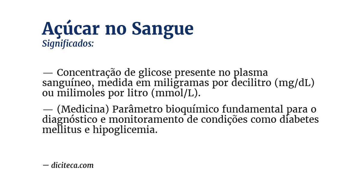 Significado de açúcar no sangue