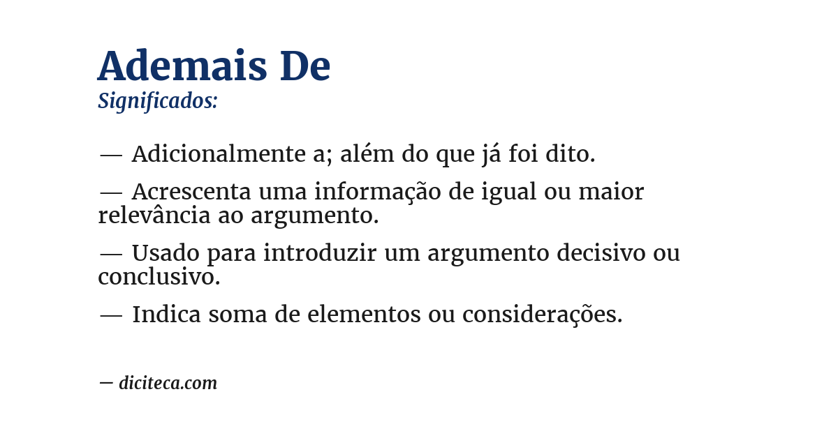 Significado de ademais de
