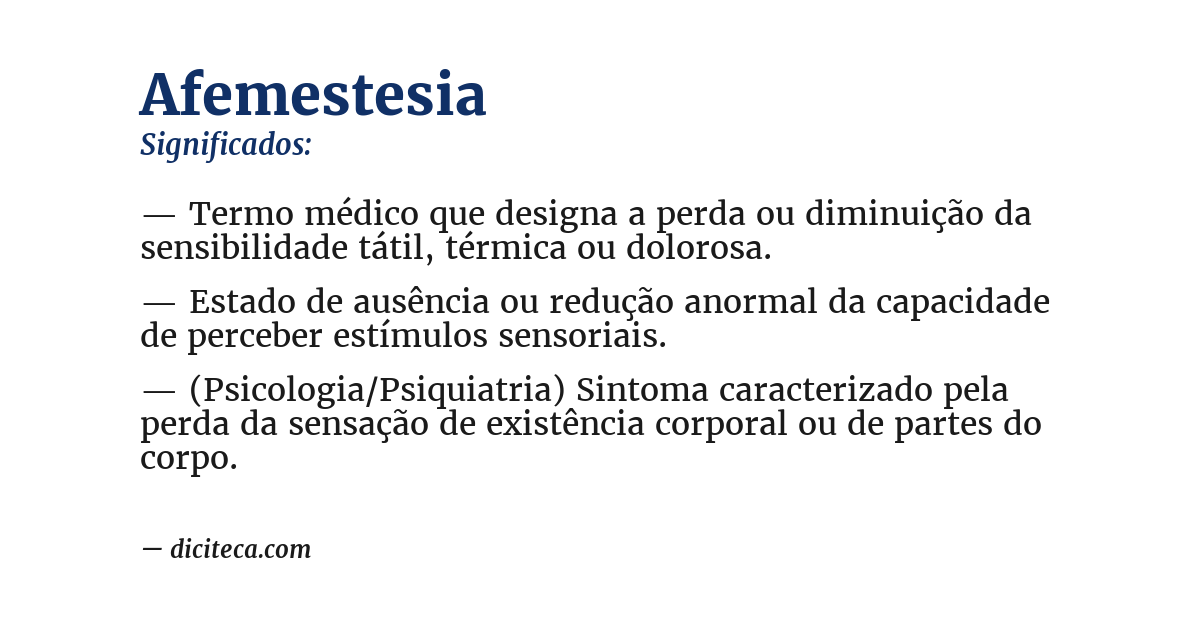 Significado de afemestesia
