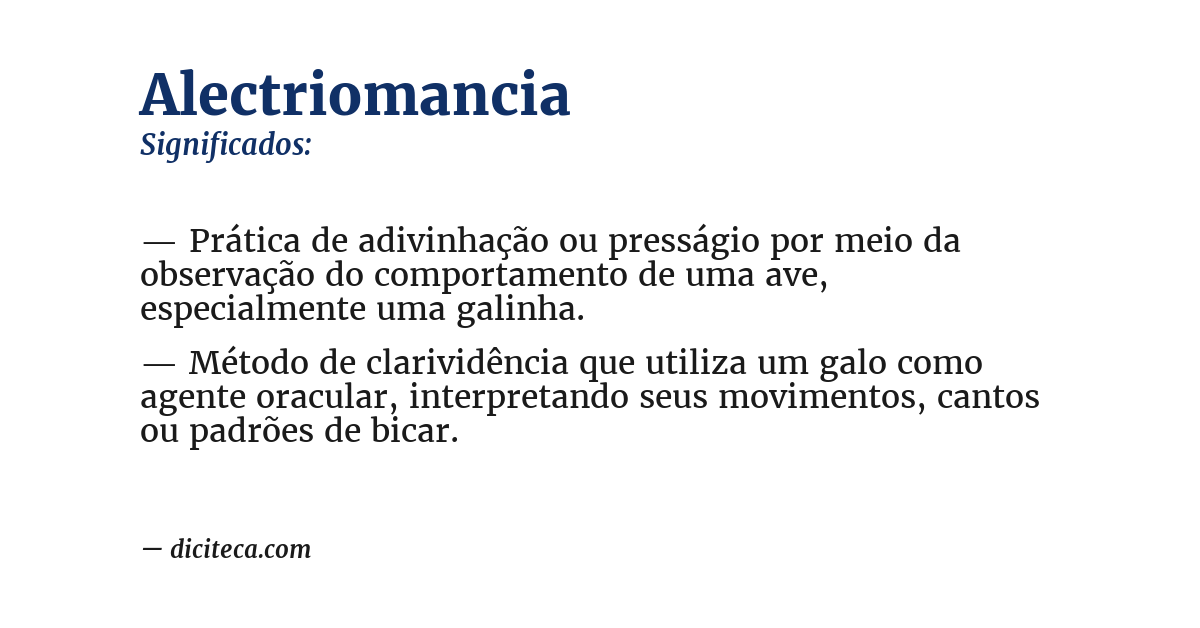 Significado de alectriomancia
