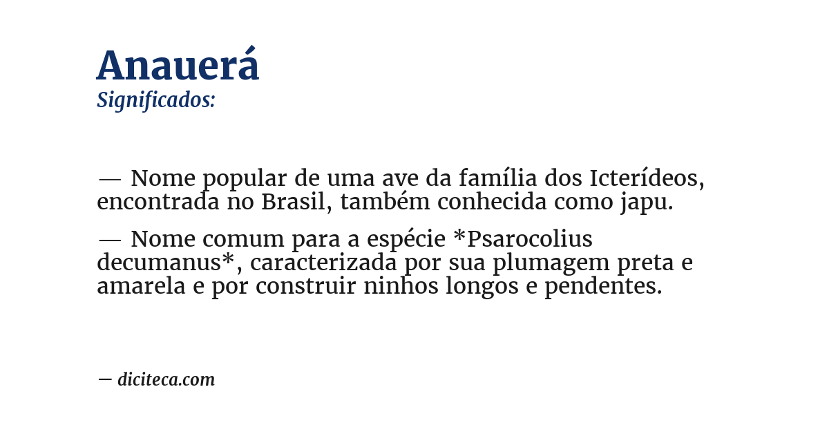 Significado de anauerá