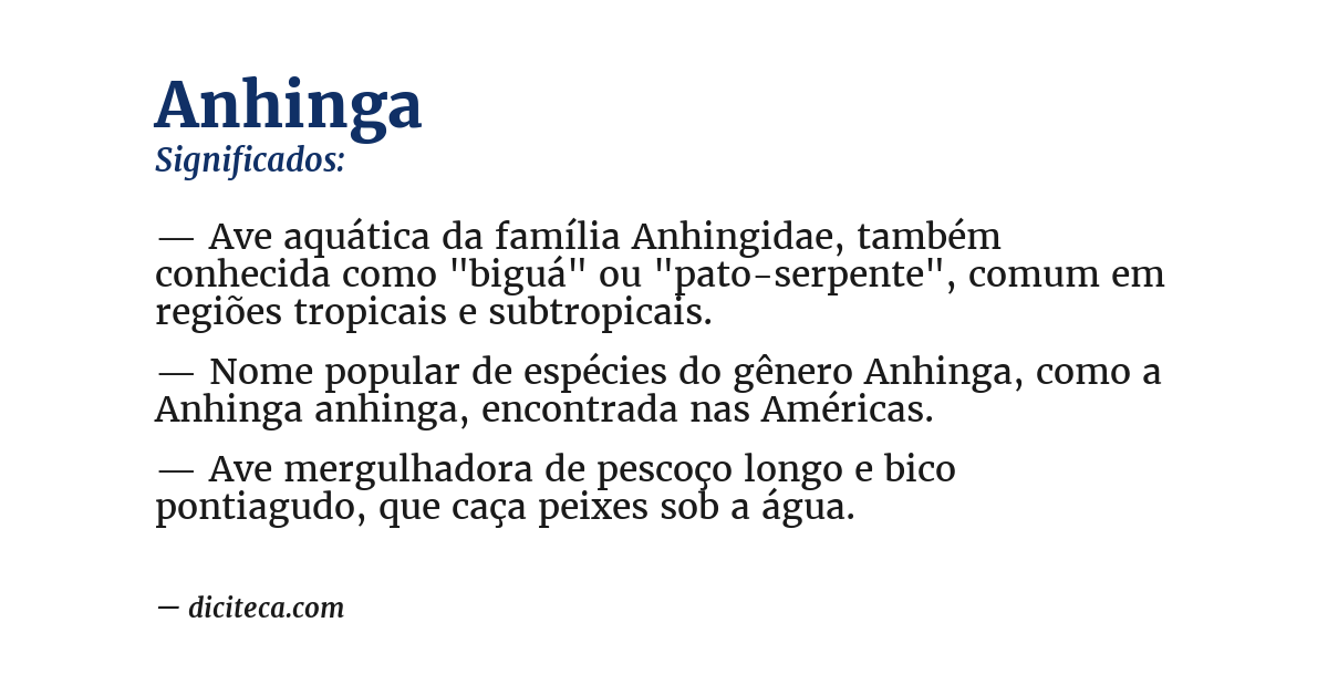 Significado de anhinga