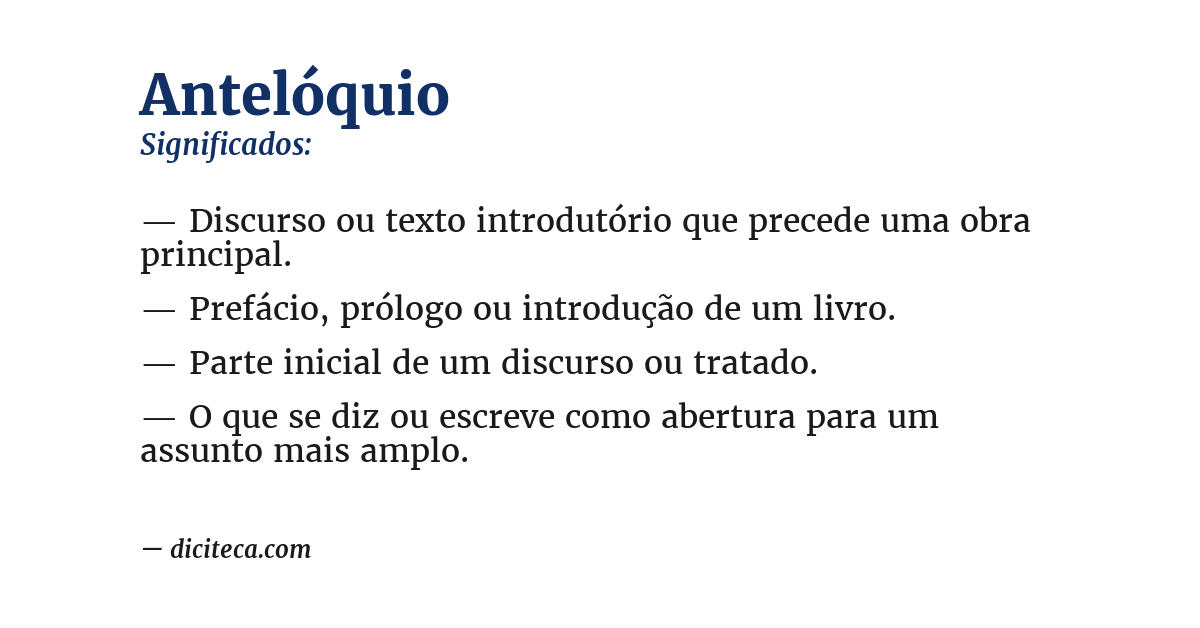 Significado de antelóquio