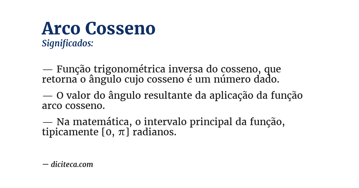 Significado de arco cosseno