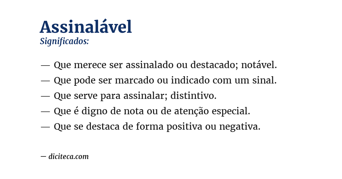 Significado de assinalável