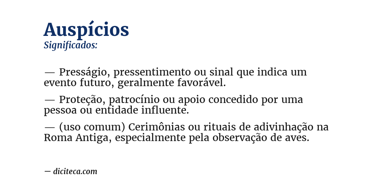 Significado de auspícios