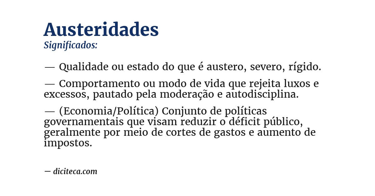 Significado de austeridades