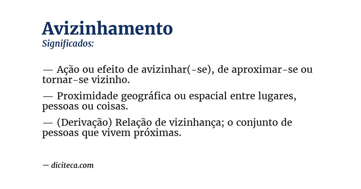 Significado de avizinhamento