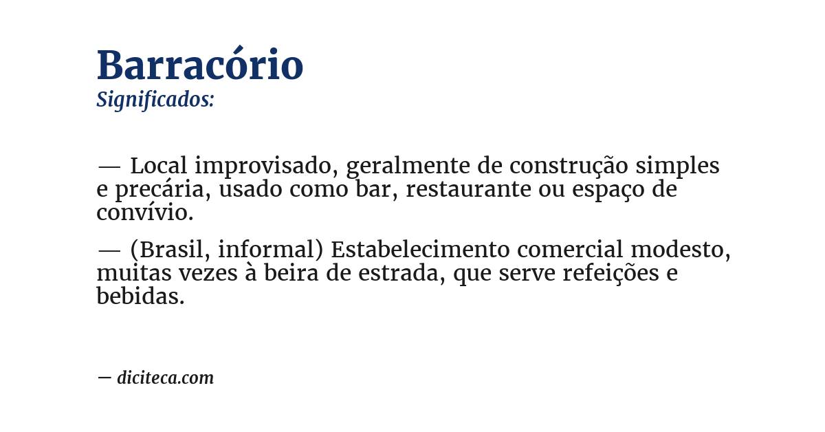 Significado de barracório