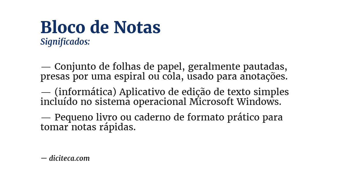 Significado de bloco de notas