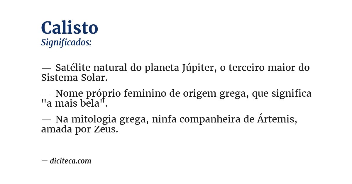 Significado de calisto